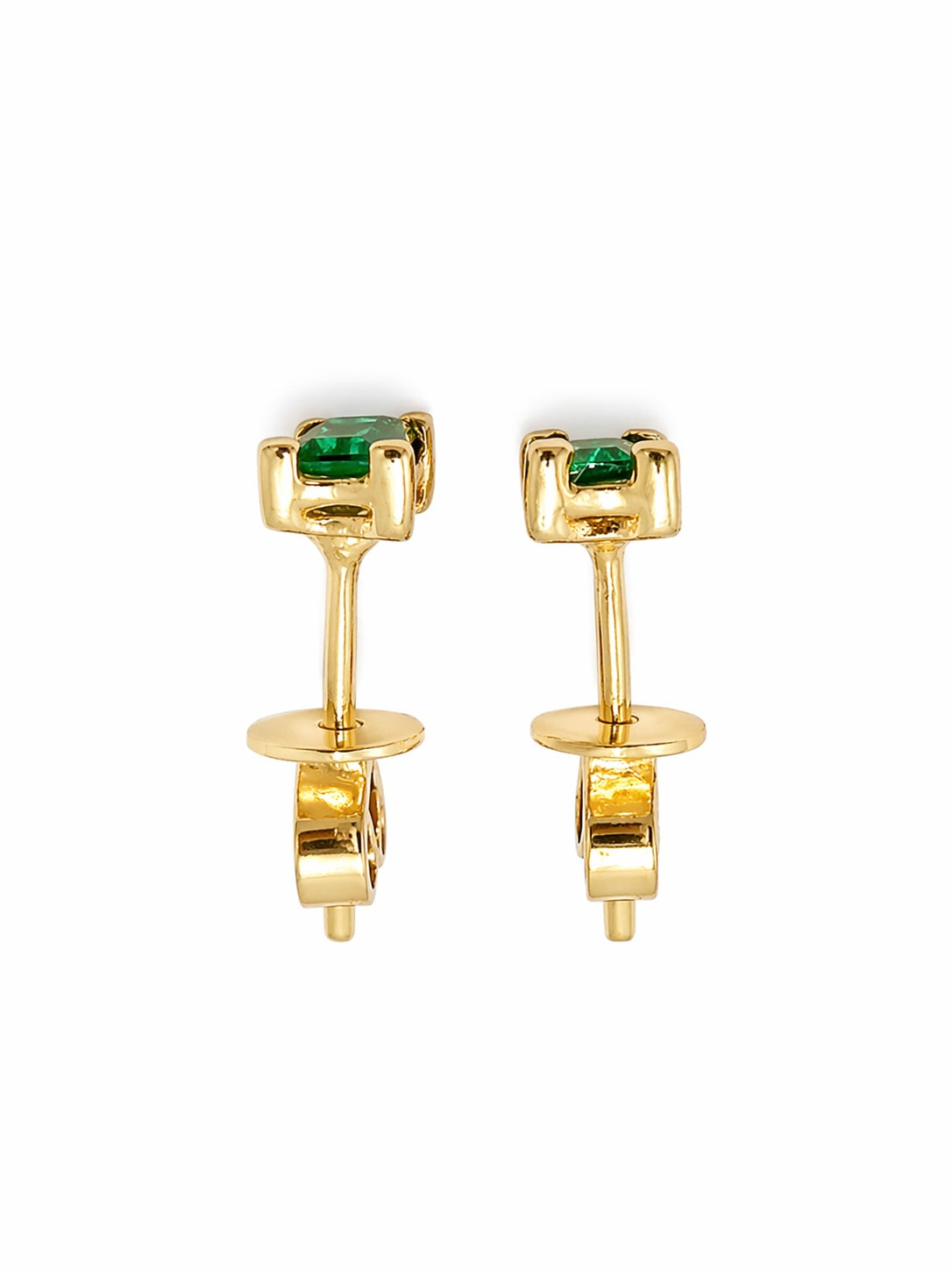 Studs Muzo Baguette – Esmeraldas Colombianas Naturales Talla Baguette en Oro Amarillo 18k