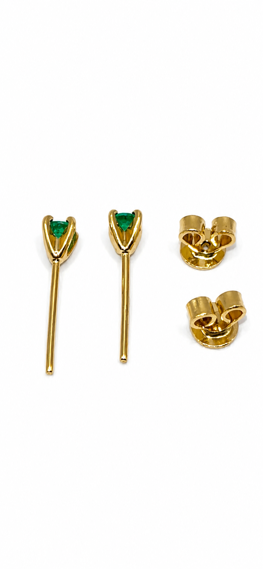 Aretes Esmeraldas Redondas 3 mm – Esmeraldas Colombianas Naturales Mina Muzo en Oro Amarillo 18k