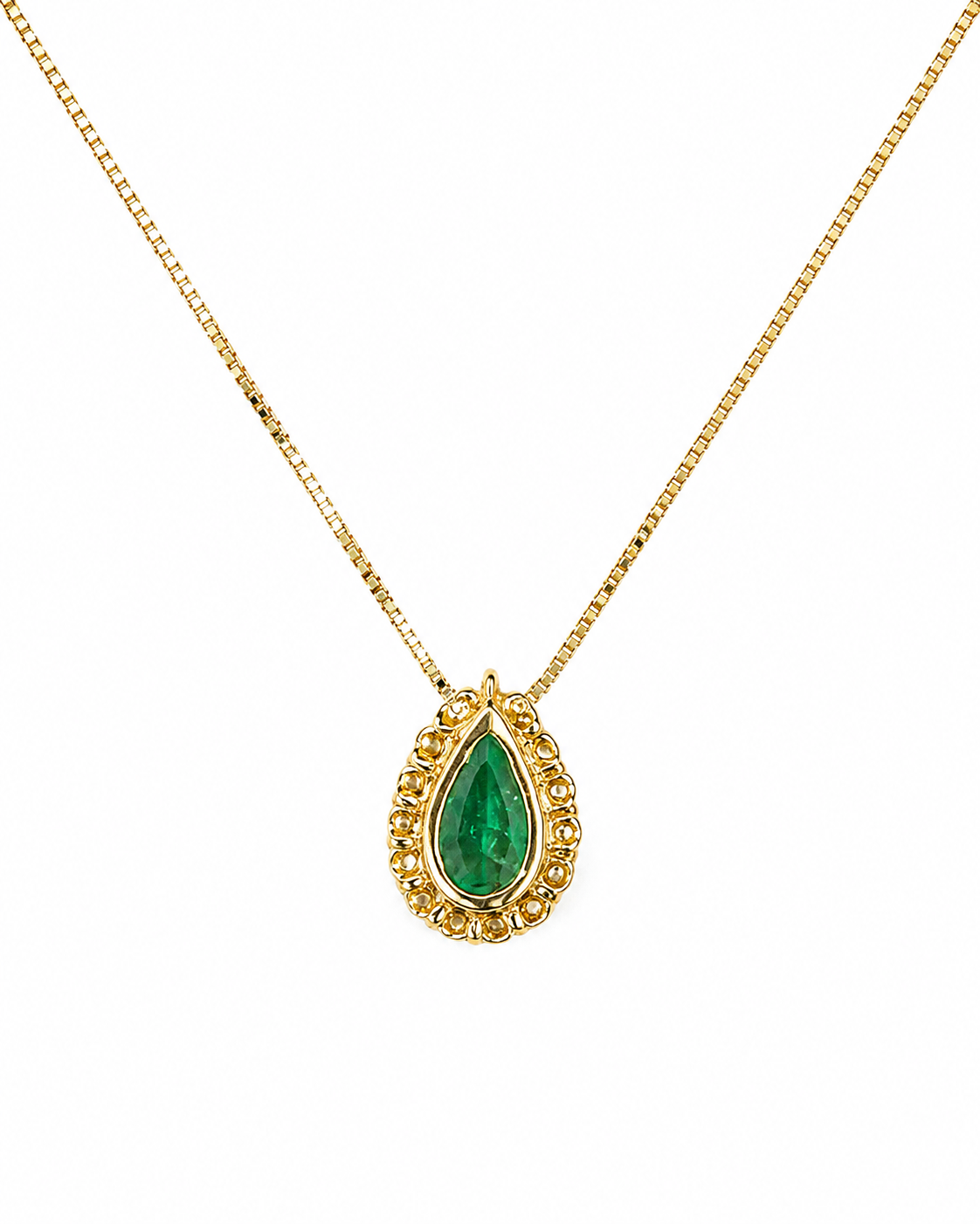 Dije Esmeralda Muzo Gota - Cluster de diamantes naturales en oro amarillo 18k