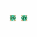 Aretes Muzo Redondos 4 mm – Esmeraldas Colombianas Naturales Mina Muzo en Oro Amarillo 18k