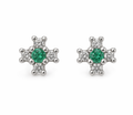 Aretes Mini Cruz – Esmeraldas Colombianas Mina Muzo con Diamantes en Oro Blanco 18k