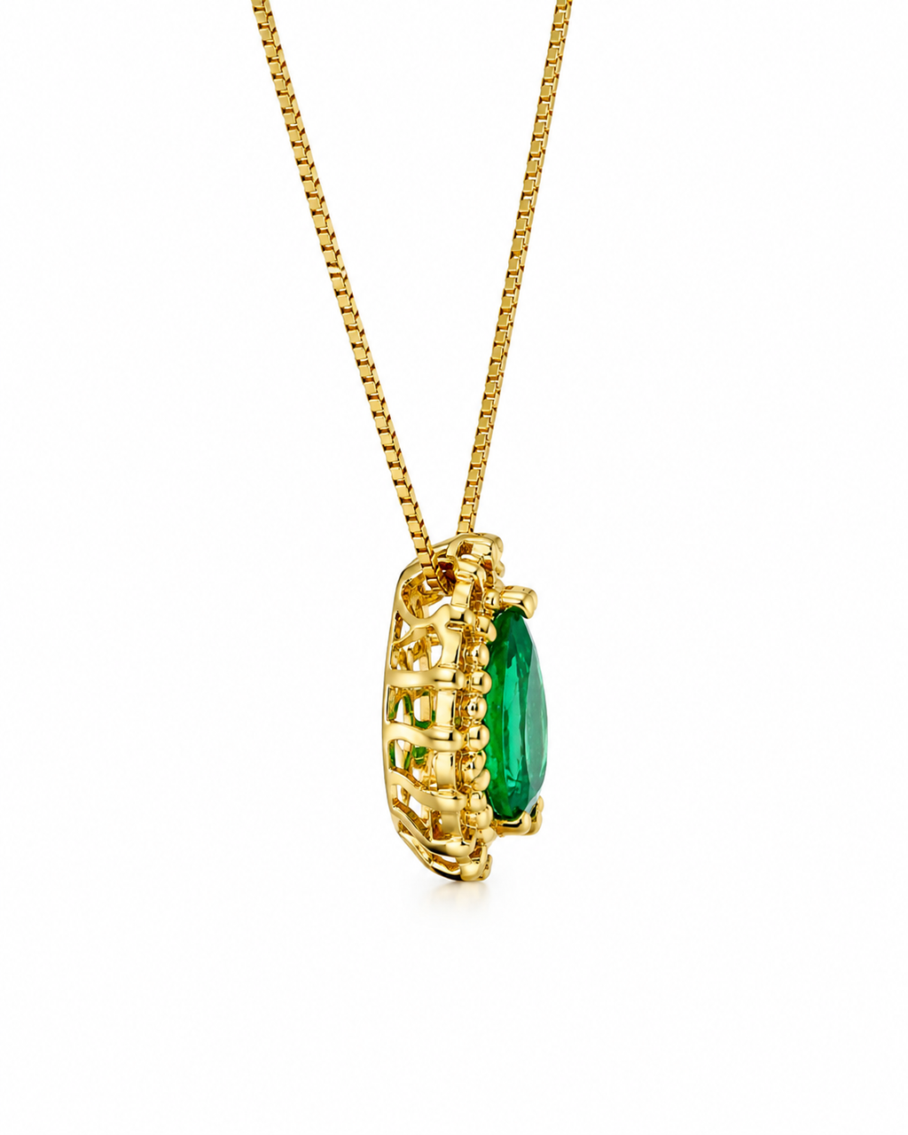 Dije Esmeralda Muzo Gota - Cluster de diamantes naturales en oro amarillo 18k