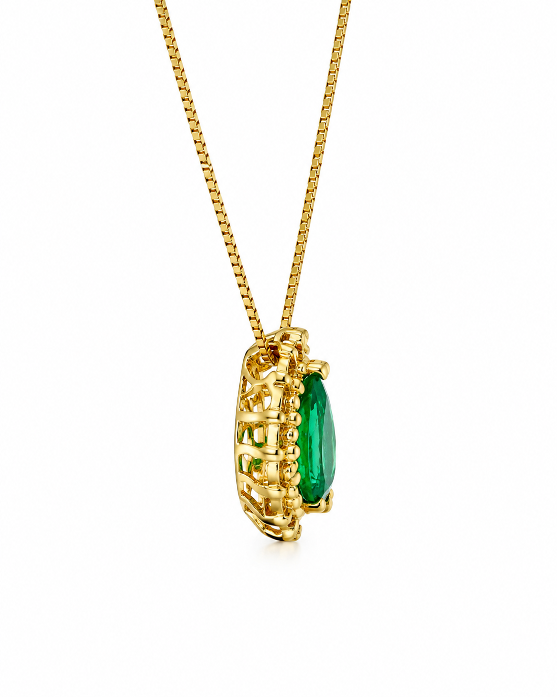 Dije Esmeralda Muzo Gota - Cluster de diamantes naturales en oro amarillo 18k
