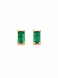 Studs Muzo Baguette – Esmeraldas Colombianas Naturales Talla Baguette en Oro Amarillo 18k