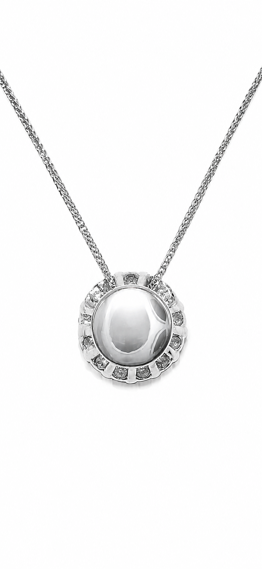 Dije Esmeralda Natural Muzo - Talla redonda 4 mm con halo de diamantes naturales en oro blanco 18k
