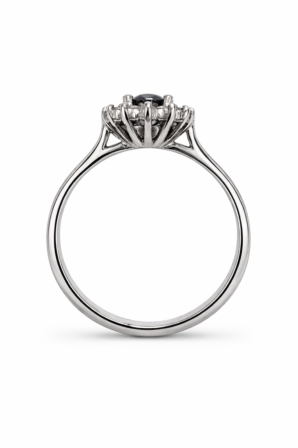 Anillo Zafiro Royal Blue – Zafiro Azul Natural Ovalado con Halo de Diamantes en Oro Blanco 18k