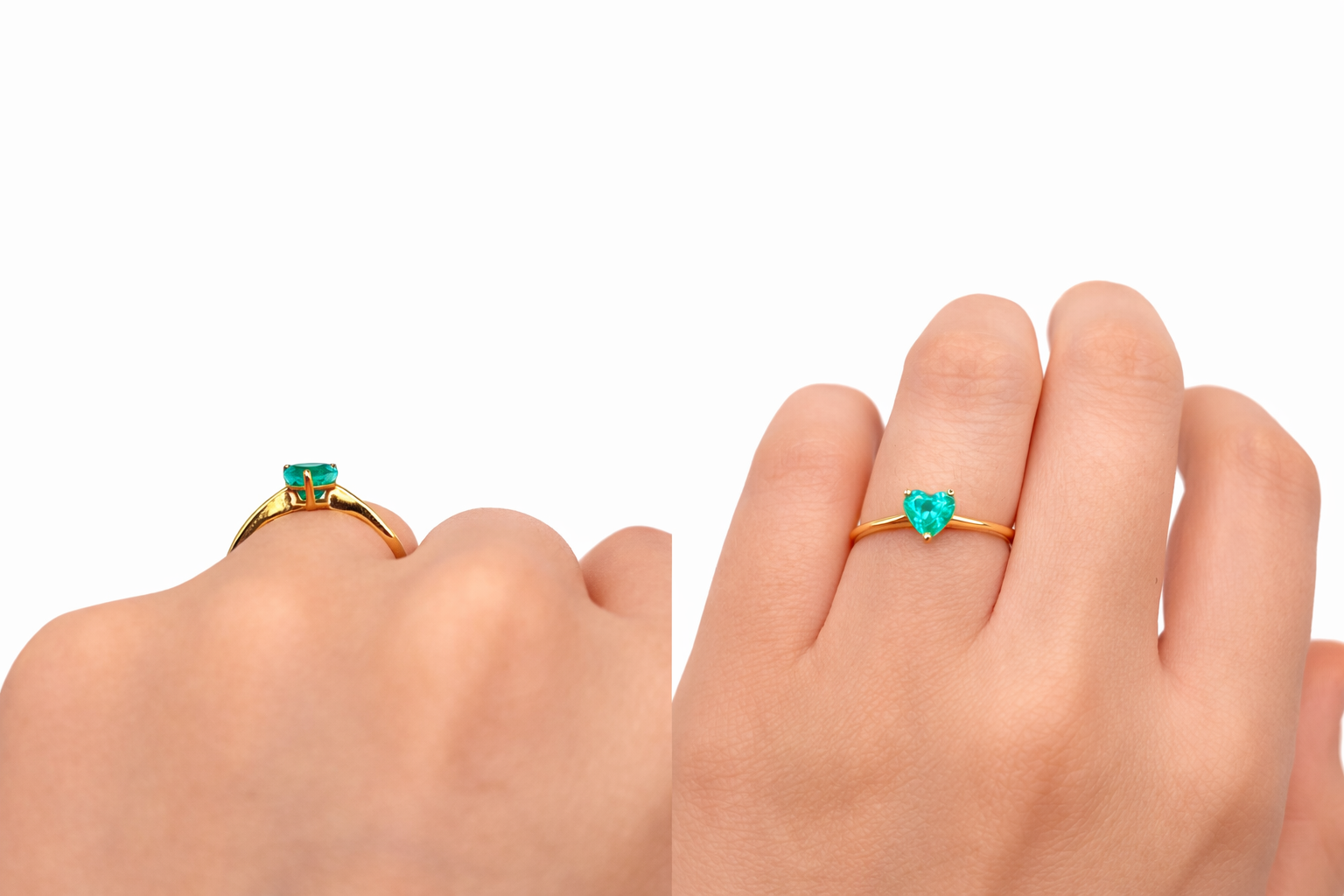 Anillo Corazón Munay – Esmeralda Colombiana Natural Talla Corazón en Oro Amarillo 18k