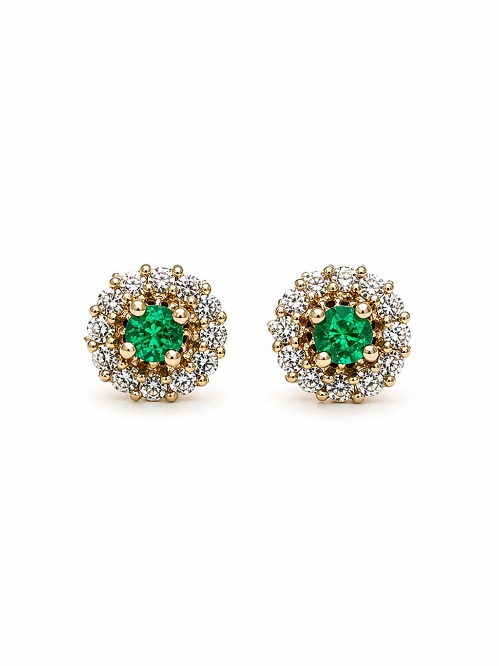 Studs Jackets Muzo Imperial – Esmeraldas Colombianas con Halo de Diamantes Desmontable en Oro Amarillo 18k