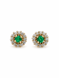 Studs Jackets Muzo Imperial – Esmeraldas Colombianas con Halo de Diamantes Desmontable en Oro Amarillo 18k