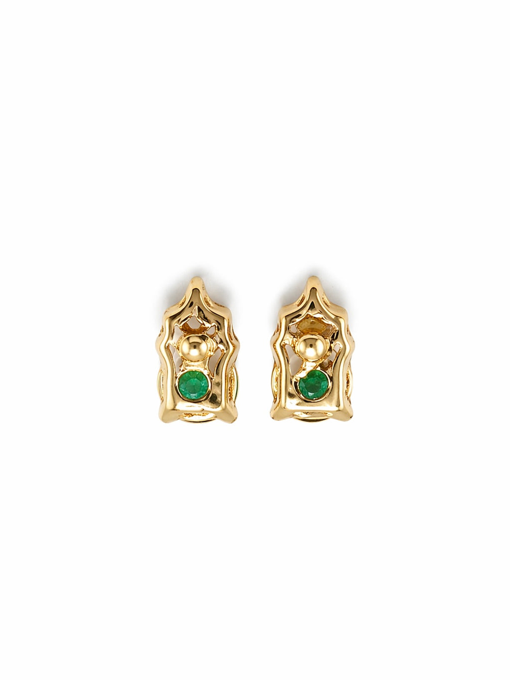 Aretes Muzo Real – Esmeraldas Colombianas con Triángulo de Diamantes en Oro Amarillo 18k