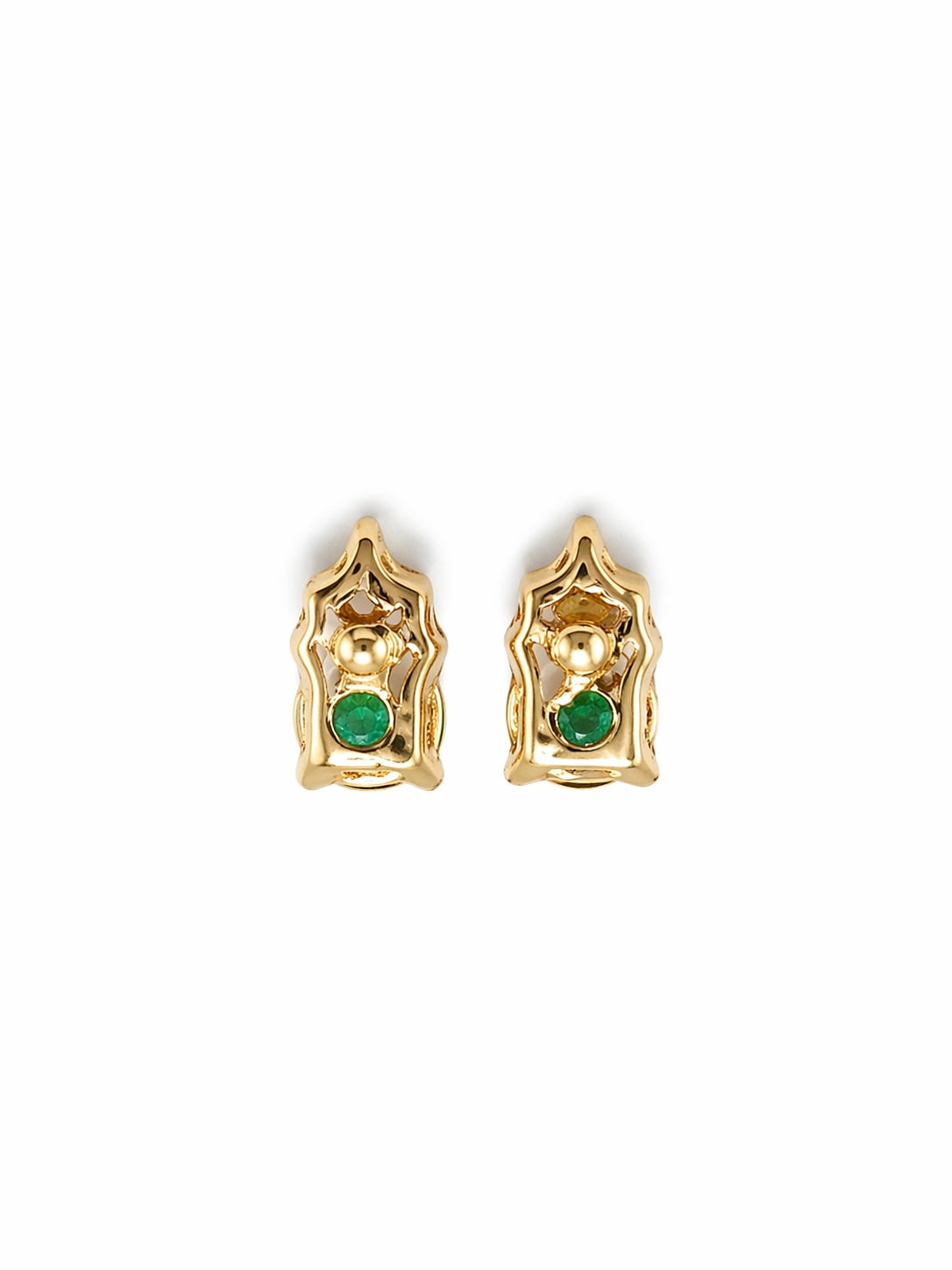 Aretes Muzo Real – Esmeraldas Colombianas con Triángulo de Diamantes en Oro Amarillo 18k