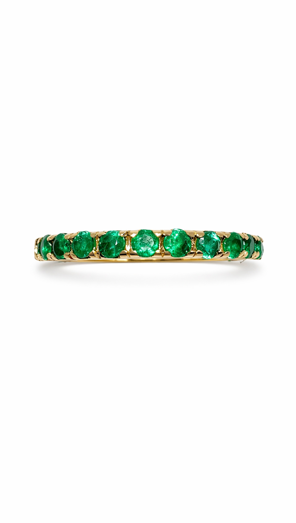 Cintillo Verde Muzo – Esmeraldas Colombianas Naturales en Oro Amarillo 18k