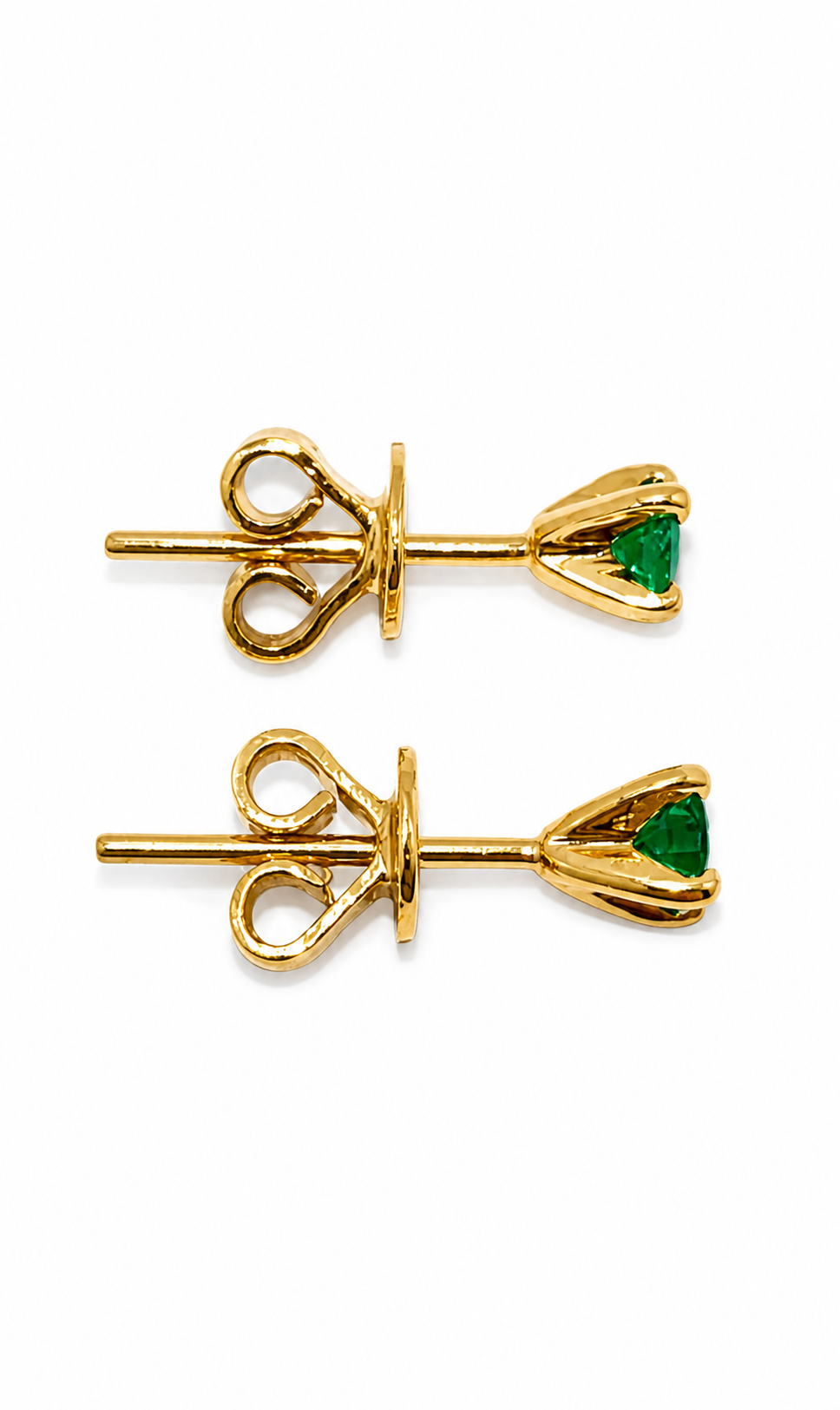 Aretes Esmeraldas Redondas 3 mm – Esmeraldas Colombianas Naturales Mina Muzo en Oro Amarillo 18k