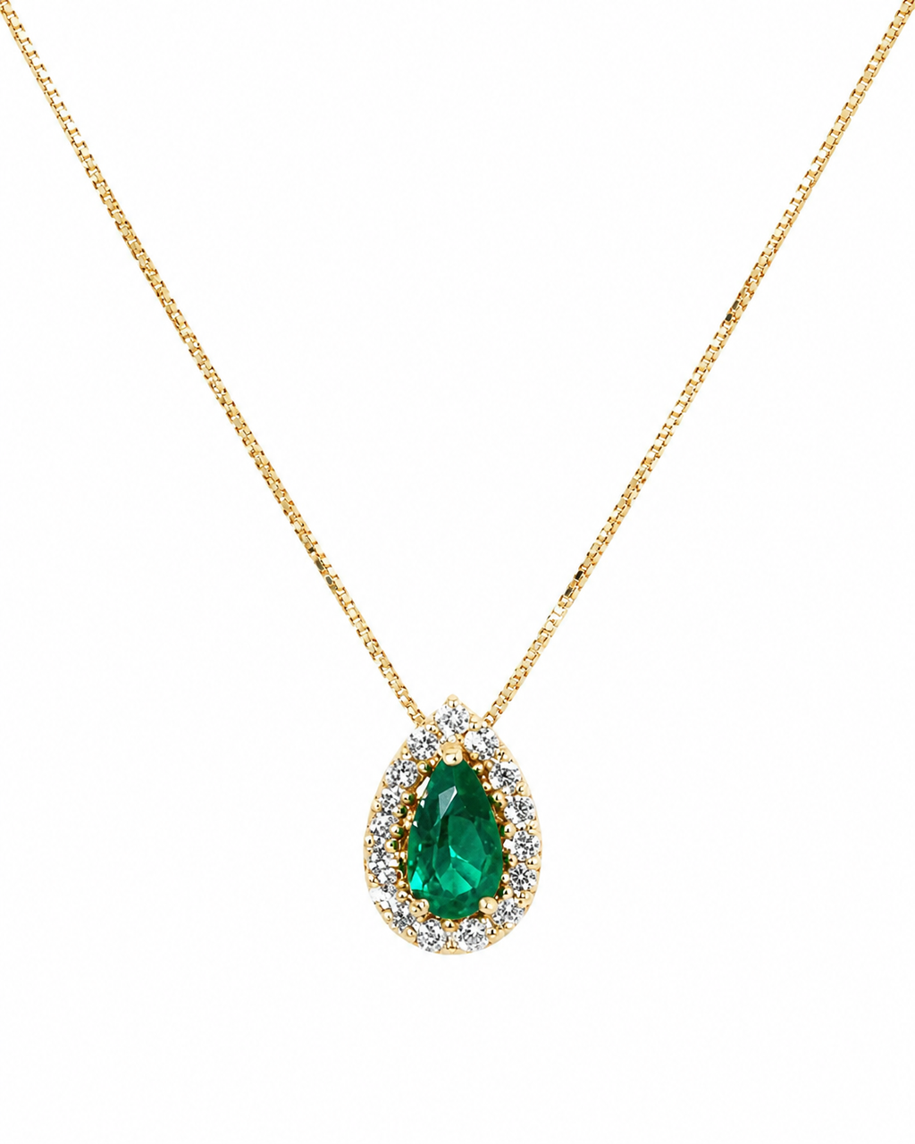 Dije Esmeralda Muzo Gota - Cluster de diamantes naturales en oro amarillo 18k