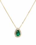 Dije Esmeralda Muzo Gota - Cluster de diamantes naturales en oro amarillo 18k