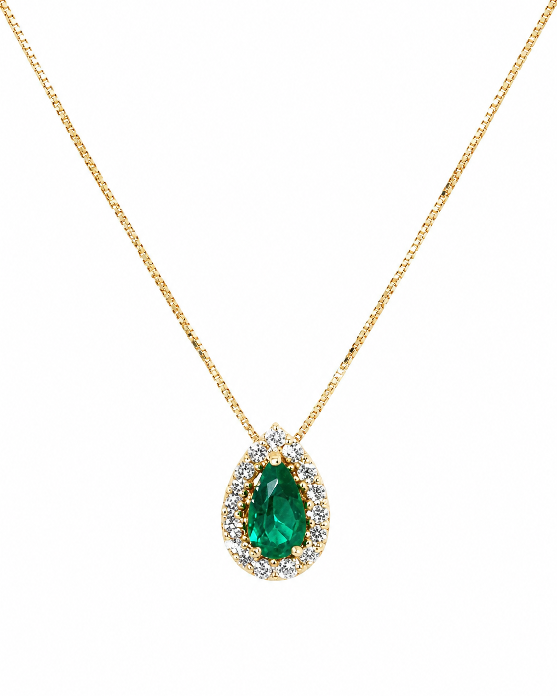 Dije Esmeralda Muzo Gota - Cluster de diamantes naturales en oro amarillo 18k