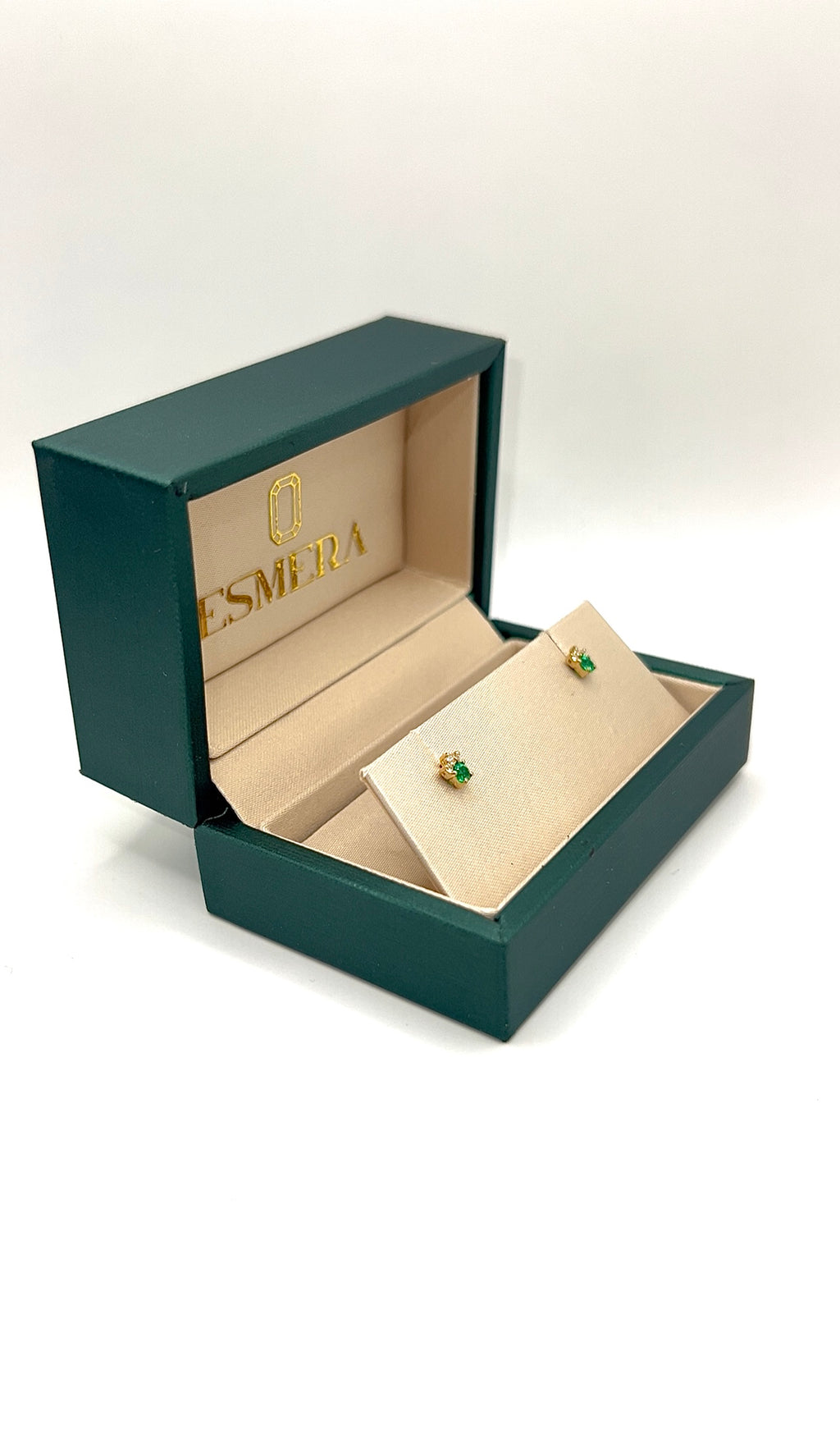 Studs Corona de Muzo – Esmeraldas Colombianas con Diamantes en Forma de Corona | Oro Amarillo 18k
