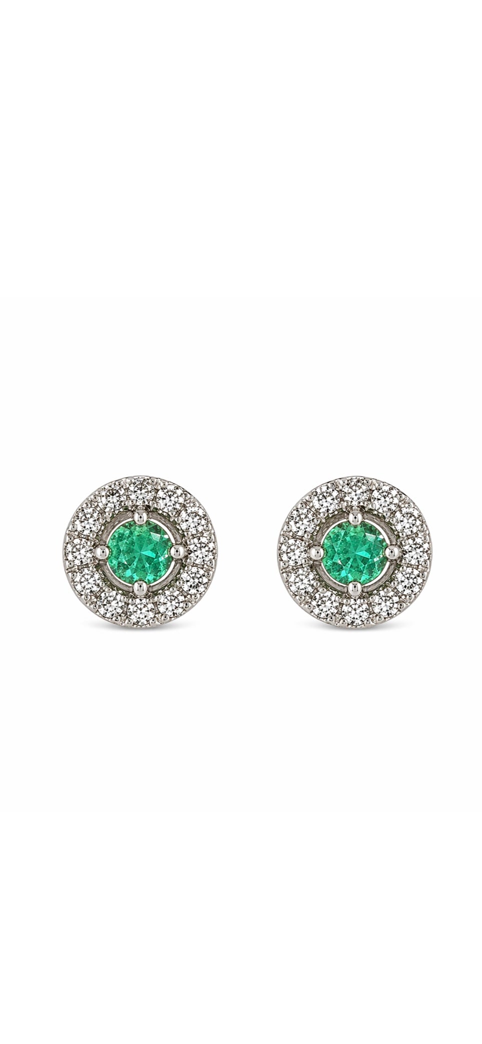 Aretes Esmeralda Muzo con Halo de Diamantes – Esmeraldas Colombianas Naturales en Oro 18k