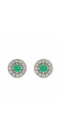 Aretes Esmeralda Muzo con Halo de Diamantes – Esmeraldas Colombianas Naturales en Oro 18k
