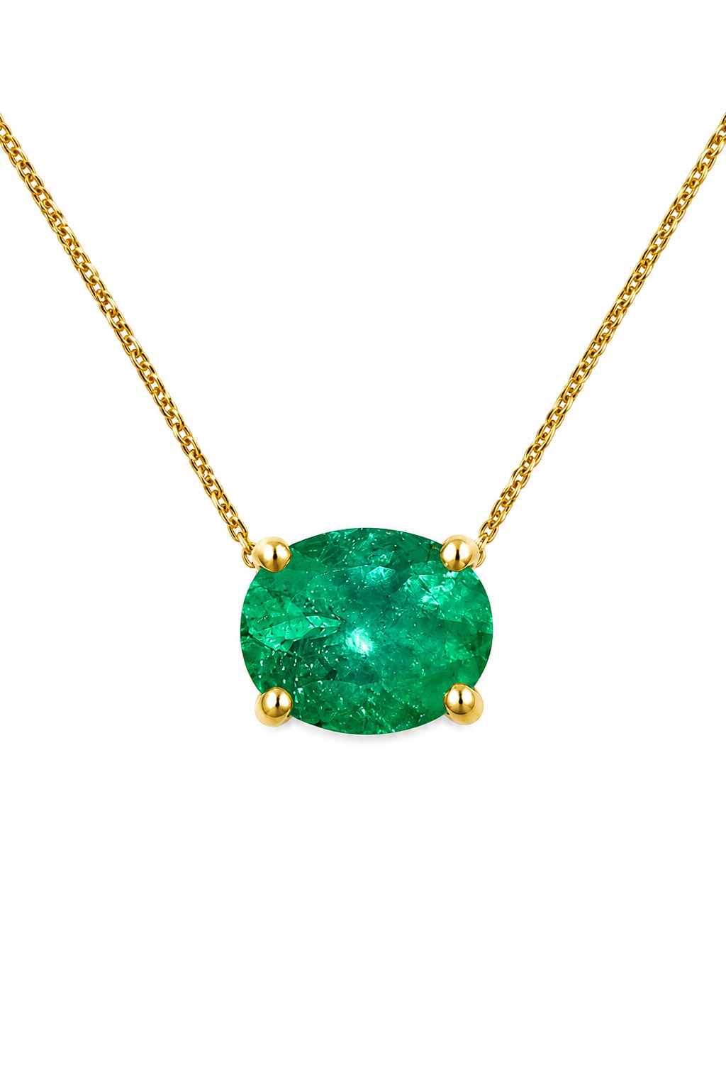 Dije Esmeralda Muzo Ovalada en oro amarillo 18k