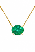 Dije Esmeralda Muzo Ovalada en oro amarillo 18k