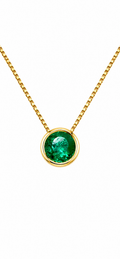 Dije Esmeralda Muzo redonda Biselada en oro amarillo 18k