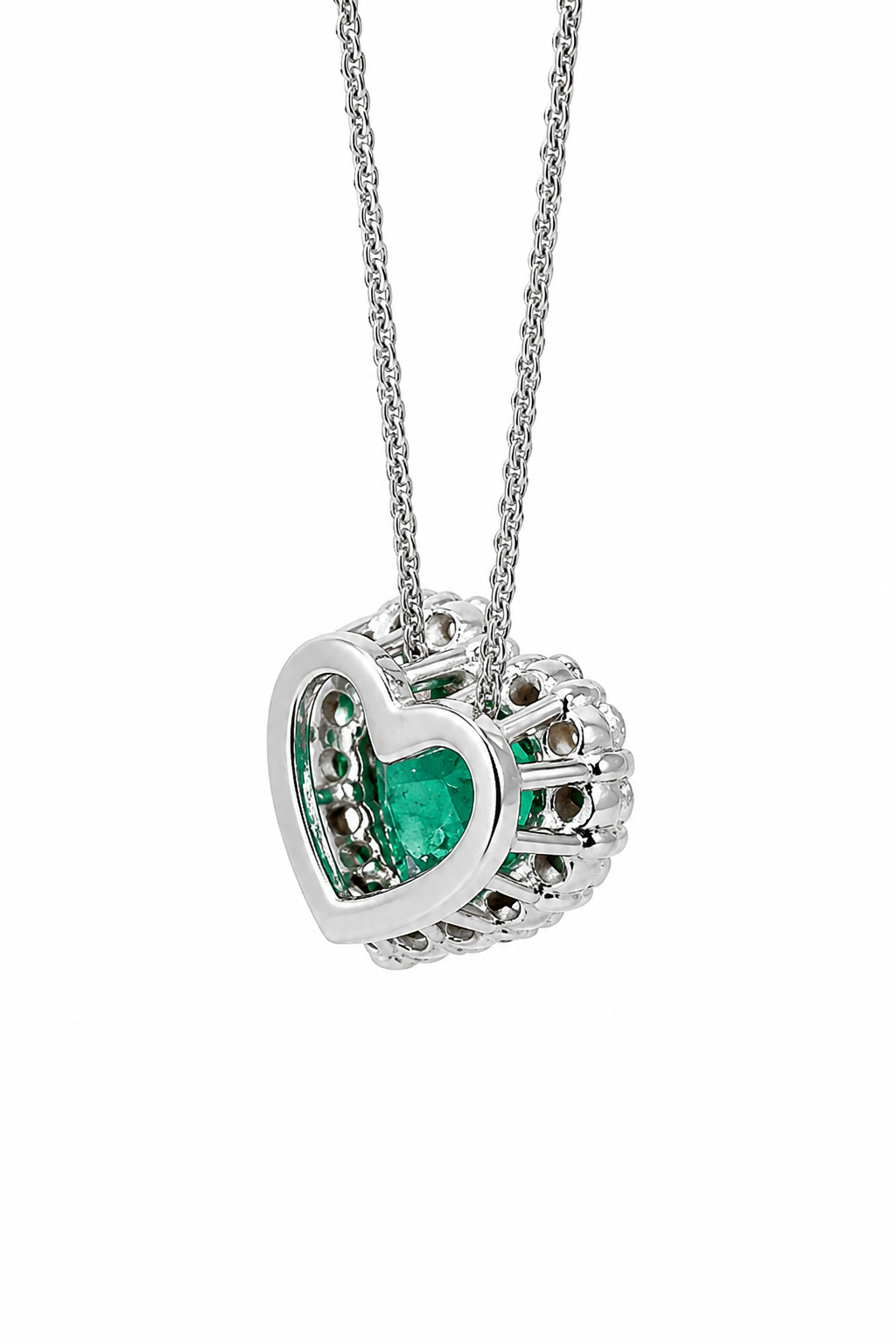 Dije Esmeralda Natural de Muzo - talla corazón con diamantes cluster