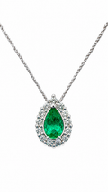 Dije Esmeralda Muzo Gota - Cluster de diamantes naturales en oro blanco 18k