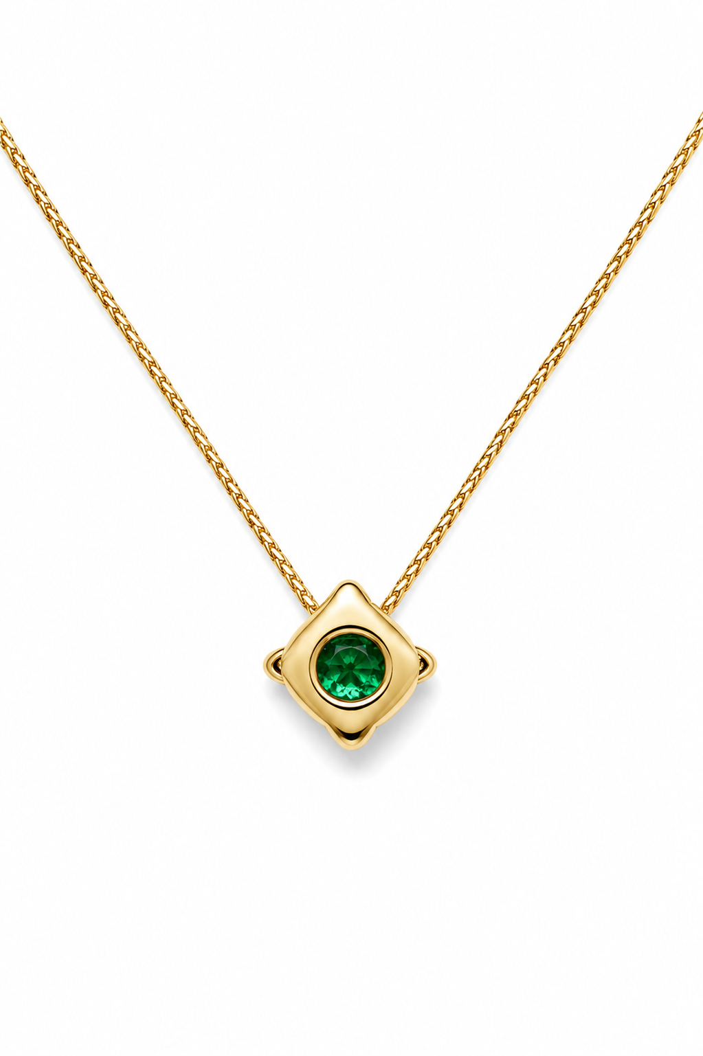 Punto de luz Esmeralda Muzo calidad alta de 4 mm en oro amarillo de 18k