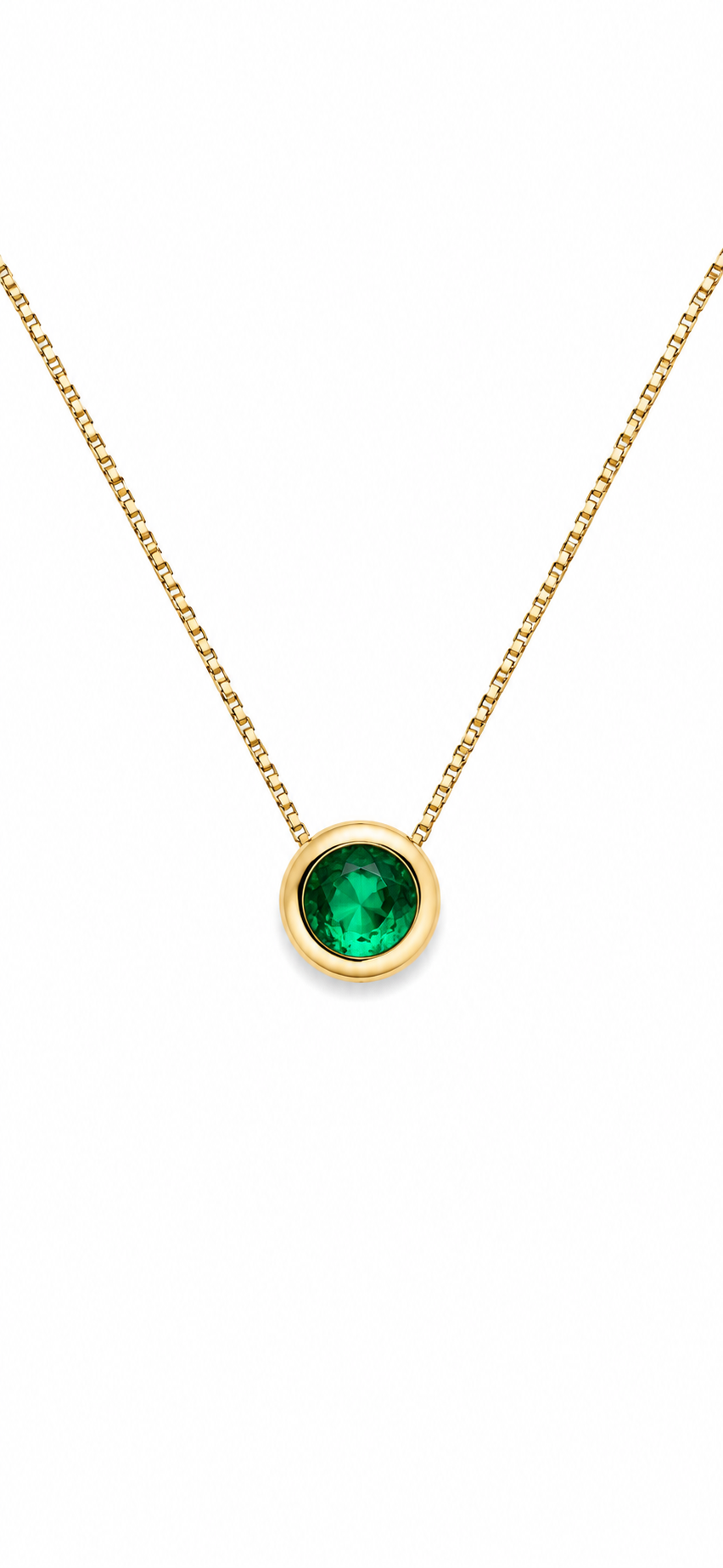 Dije Esmeralda Muzo redonda Biselada en oro amarillo 18k