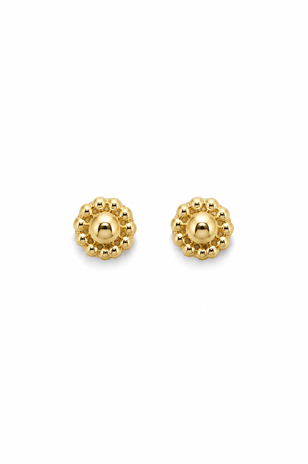 Studs Esmeralda redonda Muzo de 4 mm con halo de diamantes naturales en oro amarillo 18k