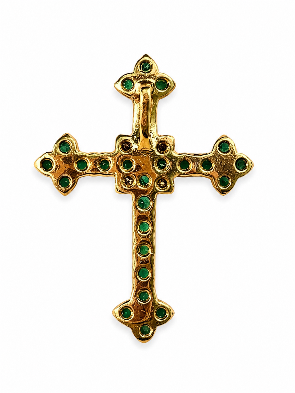 Cruz ESMERA Muzo - Diamantes naturales en Oro Amarillo 18k