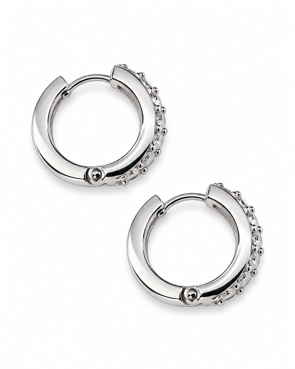 Minihoops de diamantes en oro blanco de 18k