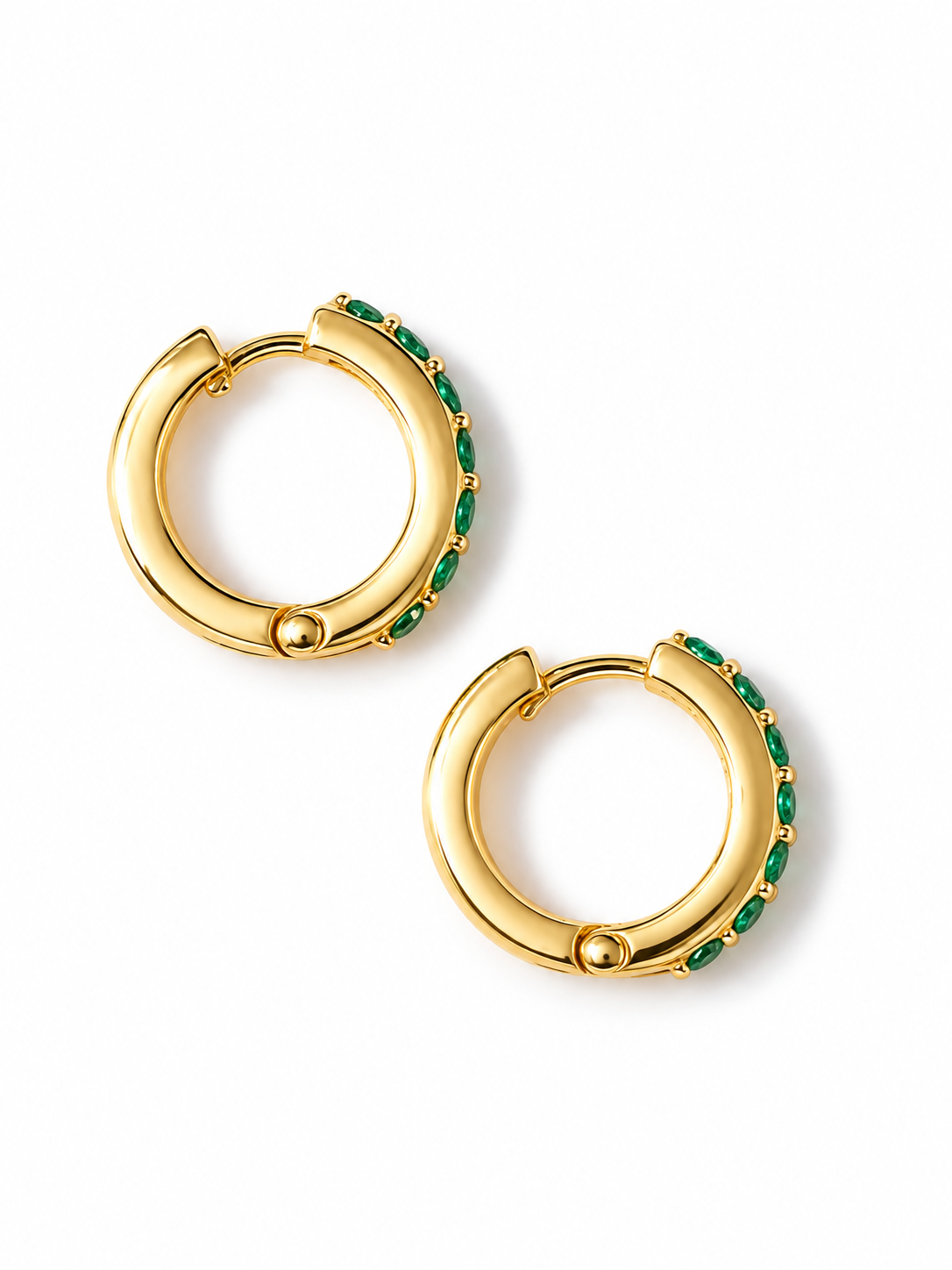 Minihoops de esmeraldas Muzo en oro amarillo de 18k