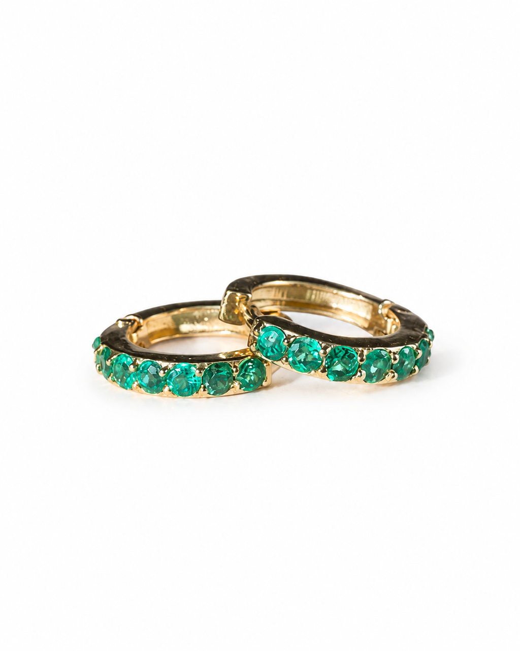 Minihoops de esmeraldas Muzo en oro amarillo de 18k