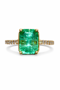 Anillo Verde Eterno – Esmeralda Colombiana Natural 1.75 ct Mina Muzo con Diamantes en Oro Amarillo 18k