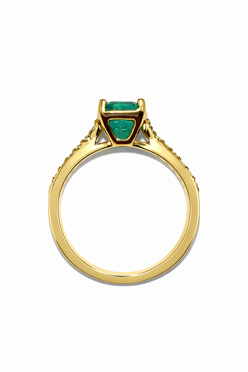 Anillo Verde Eterno – Esmeralda Colombiana Natural 1.75 ct Mina Muzo con Diamantes en Oro Amarillo 18k