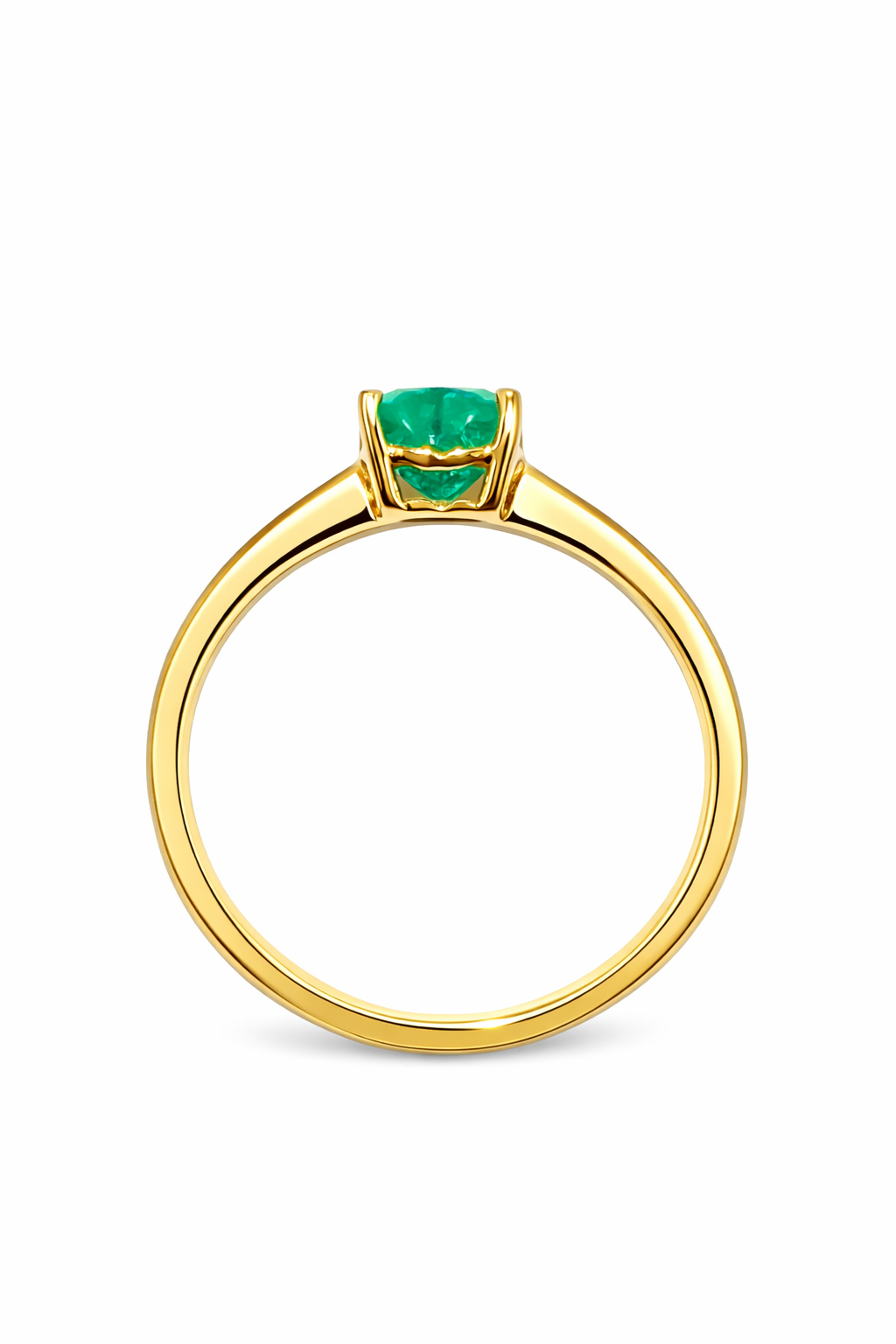 Anillo Corazón Munay – Esmeralda Colombiana Natural Talla Corazón en Oro Amarillo 18k