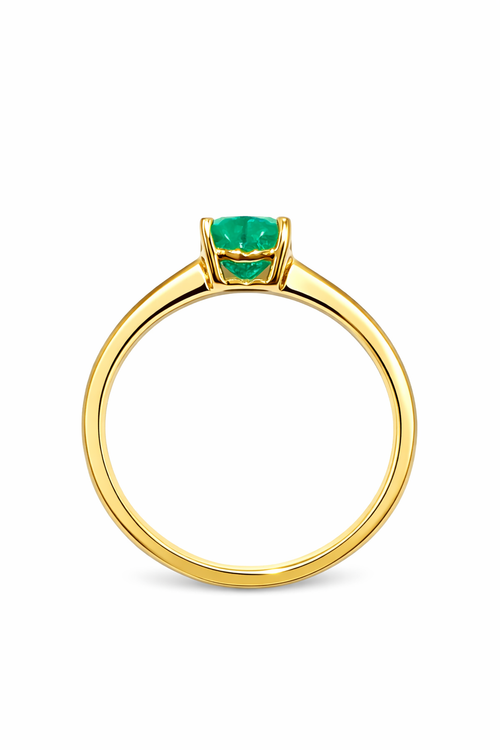 Anillo Corazón Munay – Esmeralda Colombiana Natural Talla Corazón en Oro Amarillo 18k