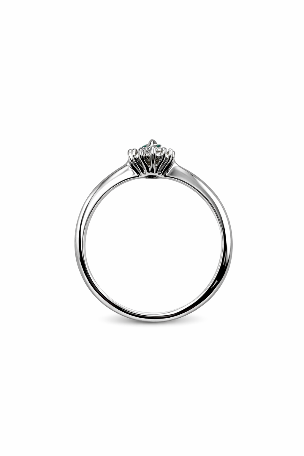 Anillo Marquís de Muzo – Esmeralda Colombiana Natural con Halo de Diamantes en Oro Blanco 18k