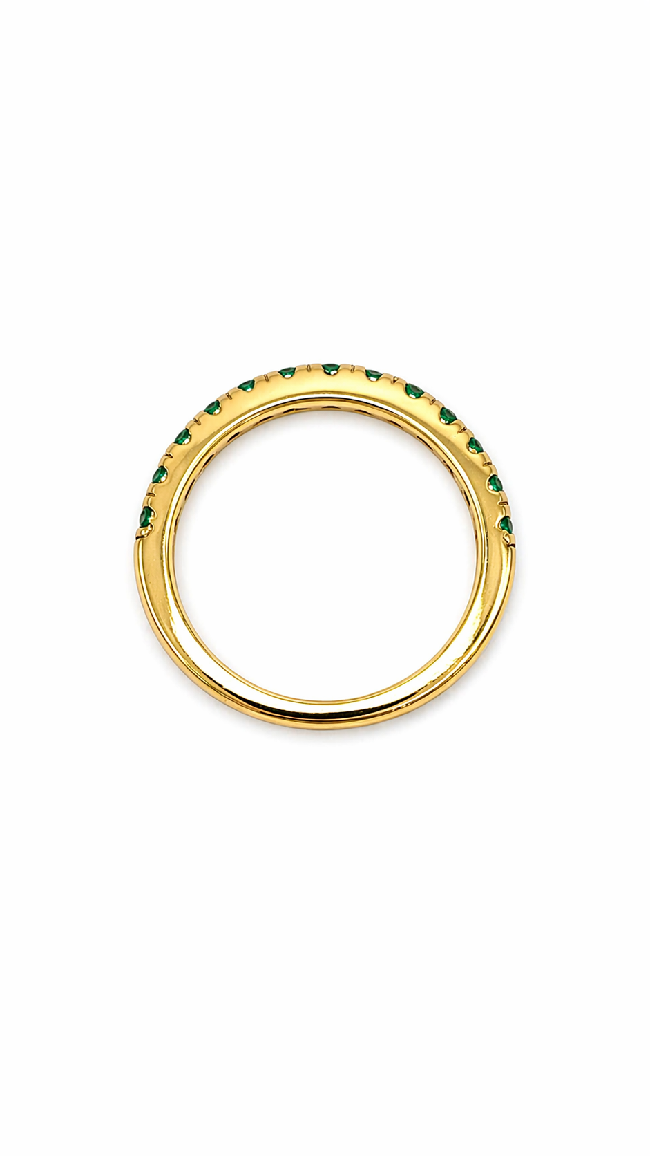 Cintillo Verde Muzo – Esmeraldas Colombianas Naturales en Oro Amarillo 18k