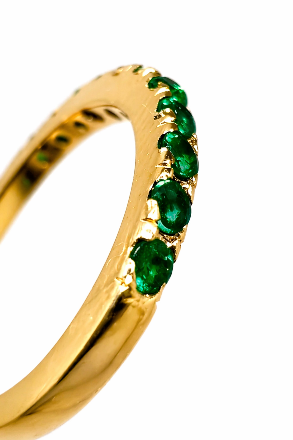 Cintillo Verde Muzo – Esmeraldas Colombianas Naturales en Oro Amarillo 18k