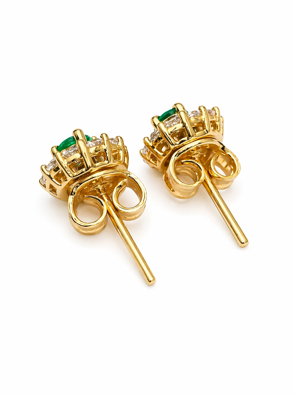 Studs Jackets Muzo Imperial – Esmeraldas Colombianas con Halo de Diamantes Desmontable en Oro Amarillo 18k