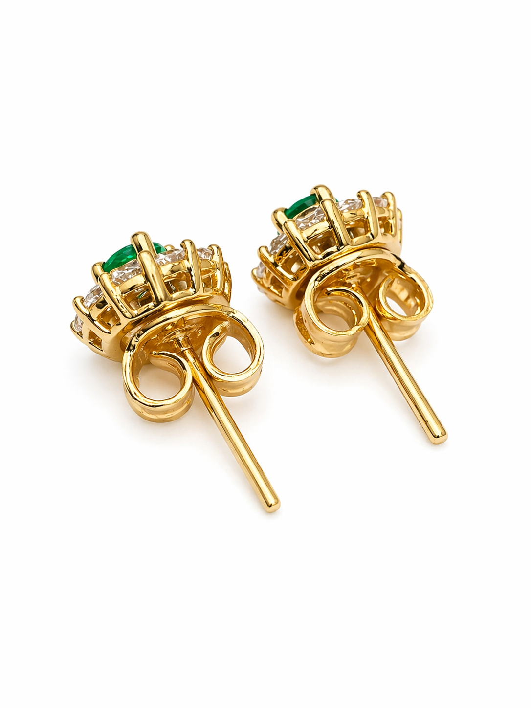 Studs Jackets Muzo Imperial – Esmeraldas Colombianas con Halo de Diamantes Desmontable en Oro Amarillo 18k