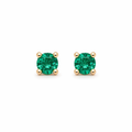 Aretes Esmeraldas Redondas 3 mm – Esmeraldas Colombianas Naturales Mina Muzo en Oro Amarillo 18k
