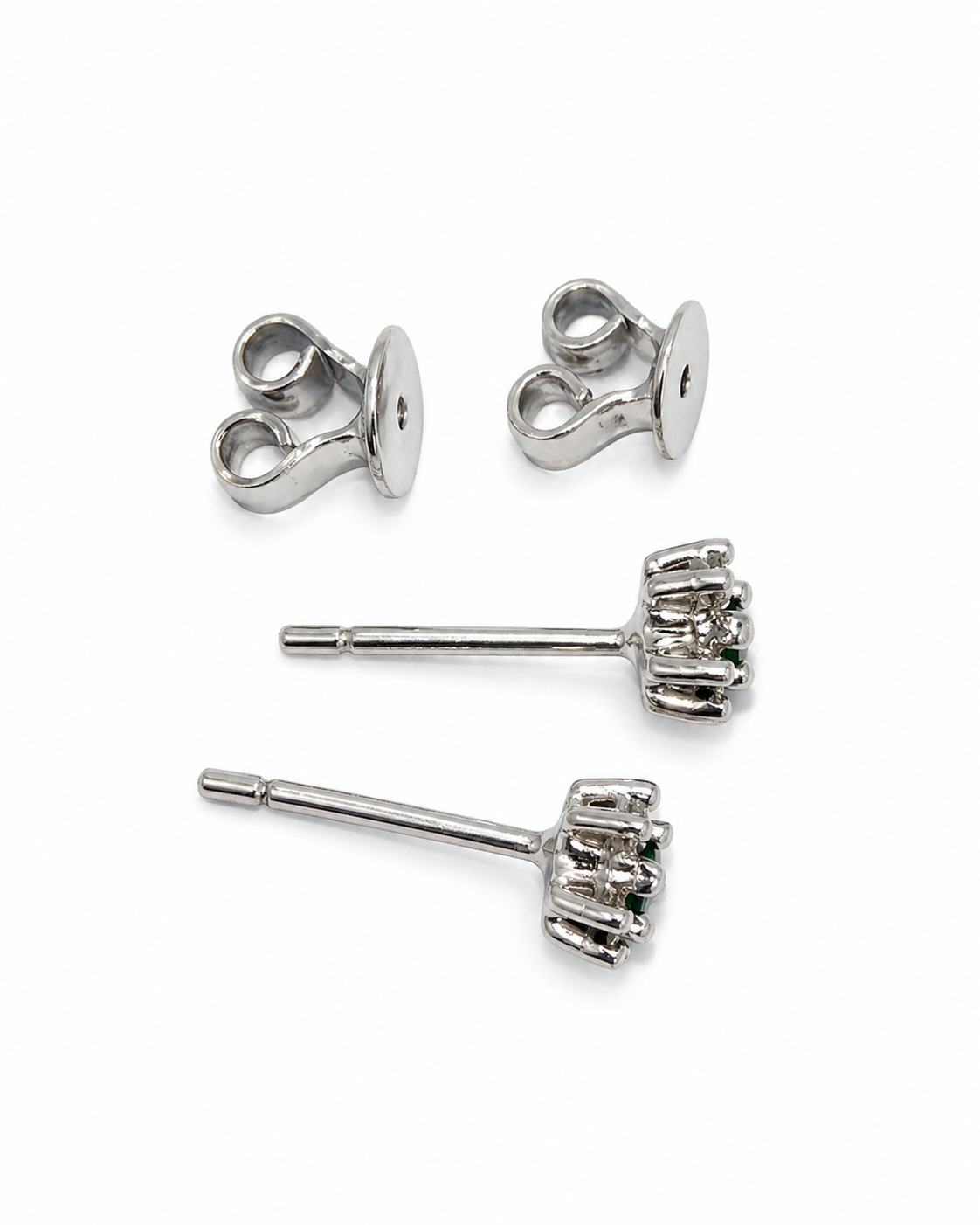 Aretes Mini Cruz – Esmeraldas Colombianas Mina Muzo con Diamantes en Oro Blanco 18k