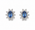 Aretes Zafiros Lady Di – Zafiros Azules Naturales con Diamantes en Oro Blanco 18k