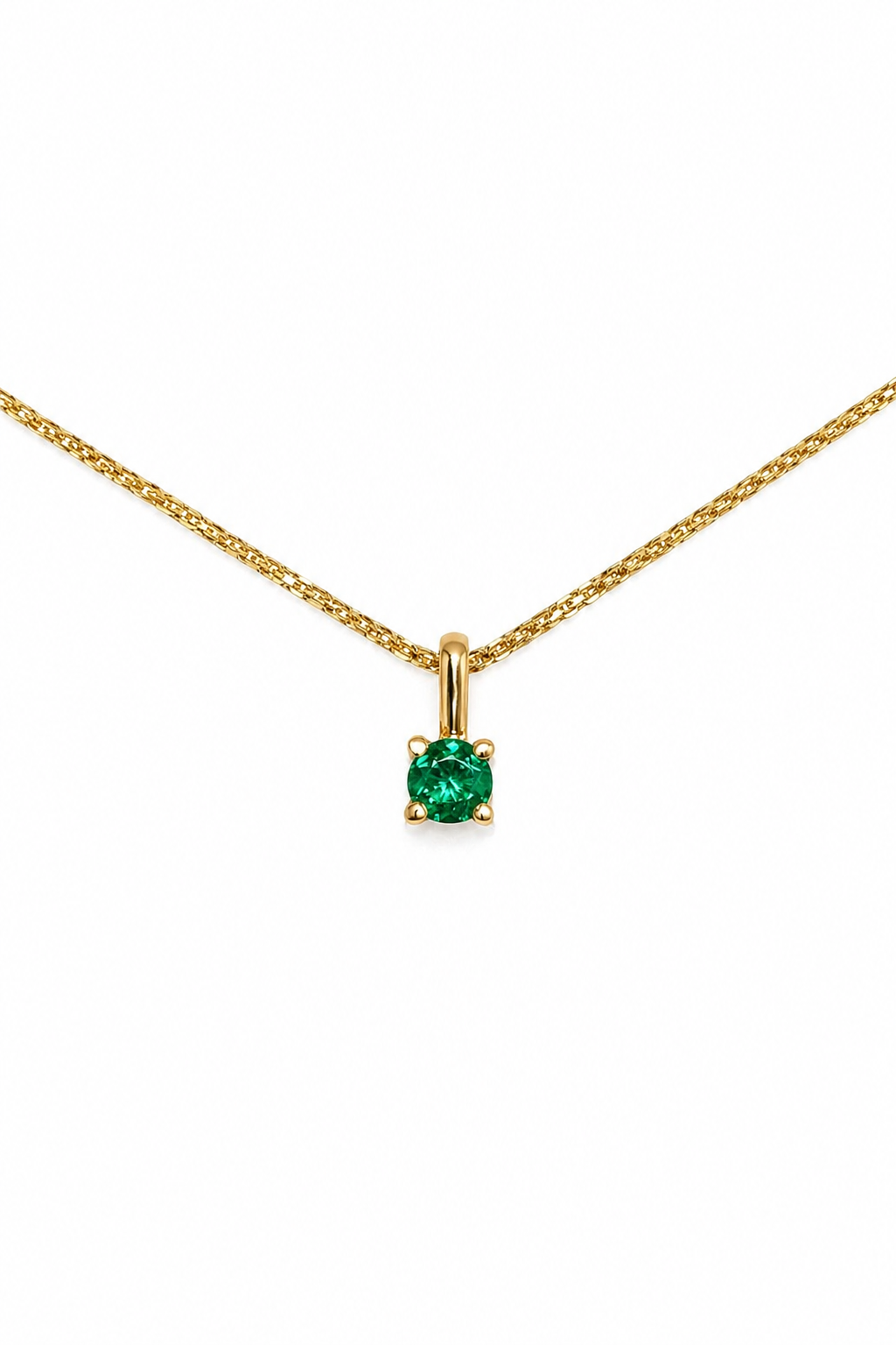 Dije Punto de Luz Esmeralda Muzo 4 mm – Esmeralda Colombiana Natural en Oro Amarillo 18k
