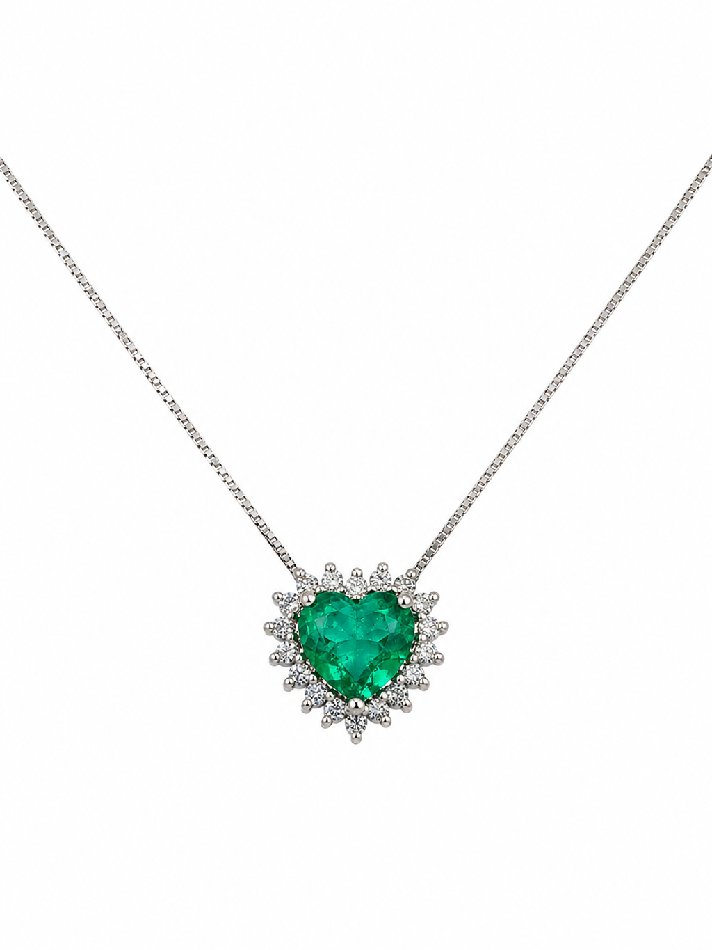 Dije Corazón de Furatena Muzo – Esmeralda Colombiana 1.20 ct con Diamantes en Oro Blanco 18k