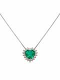 Dije Corazón de Furatena Muzo – Esmeralda Colombiana 1.20 ct con Diamantes en Oro Blanco 18k